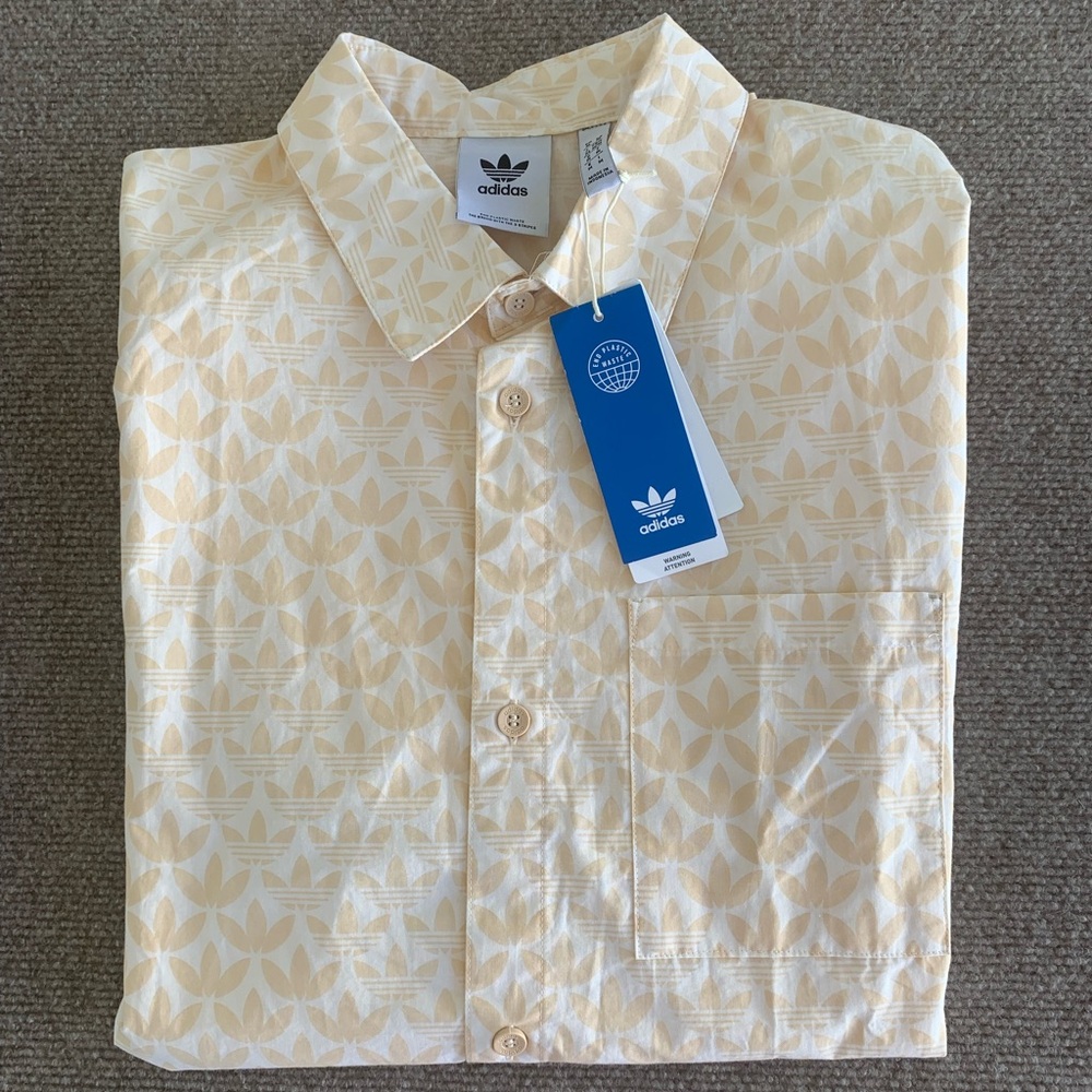 Adidas Men's Casual Cream Button Down Shirt